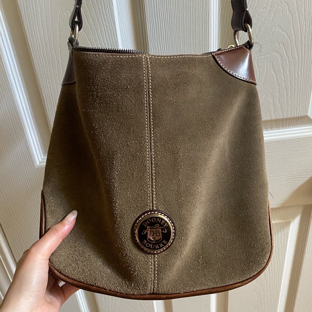 Brown Suede Dooney & Bourke Crossbody Messenger Bag